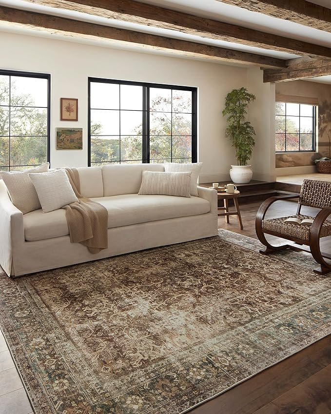 Loloi Magnolia Home by Joanna Gaines x Sinclair Rust/Lagoon 5'-0" x 7'-0" Area Rug | Amazon (US)