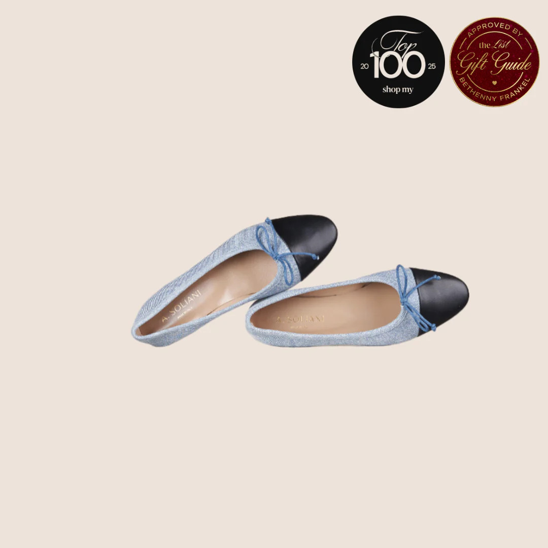 Como Ballet Flat in Denim/Black | A. Soliani | A.Soliani