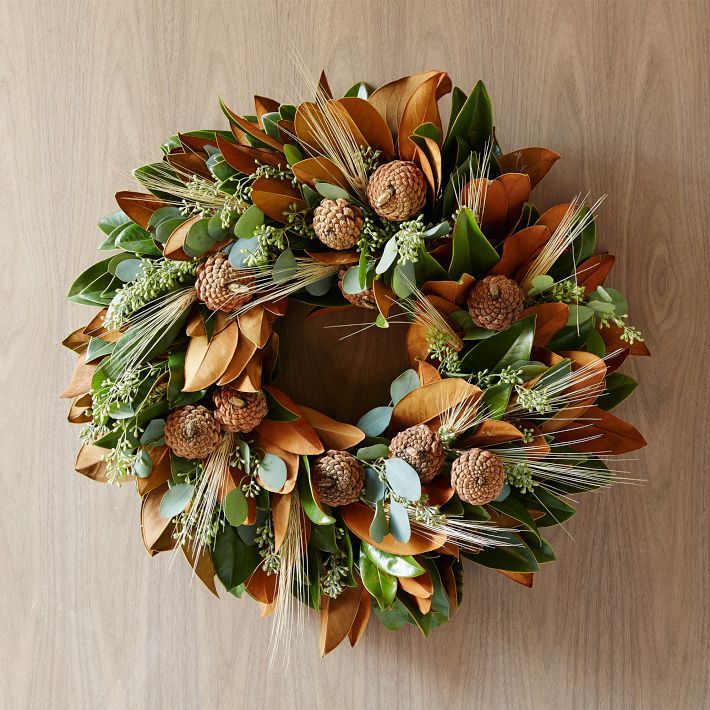 Dried Magnolia Wheat Wreath | West Elm (US)