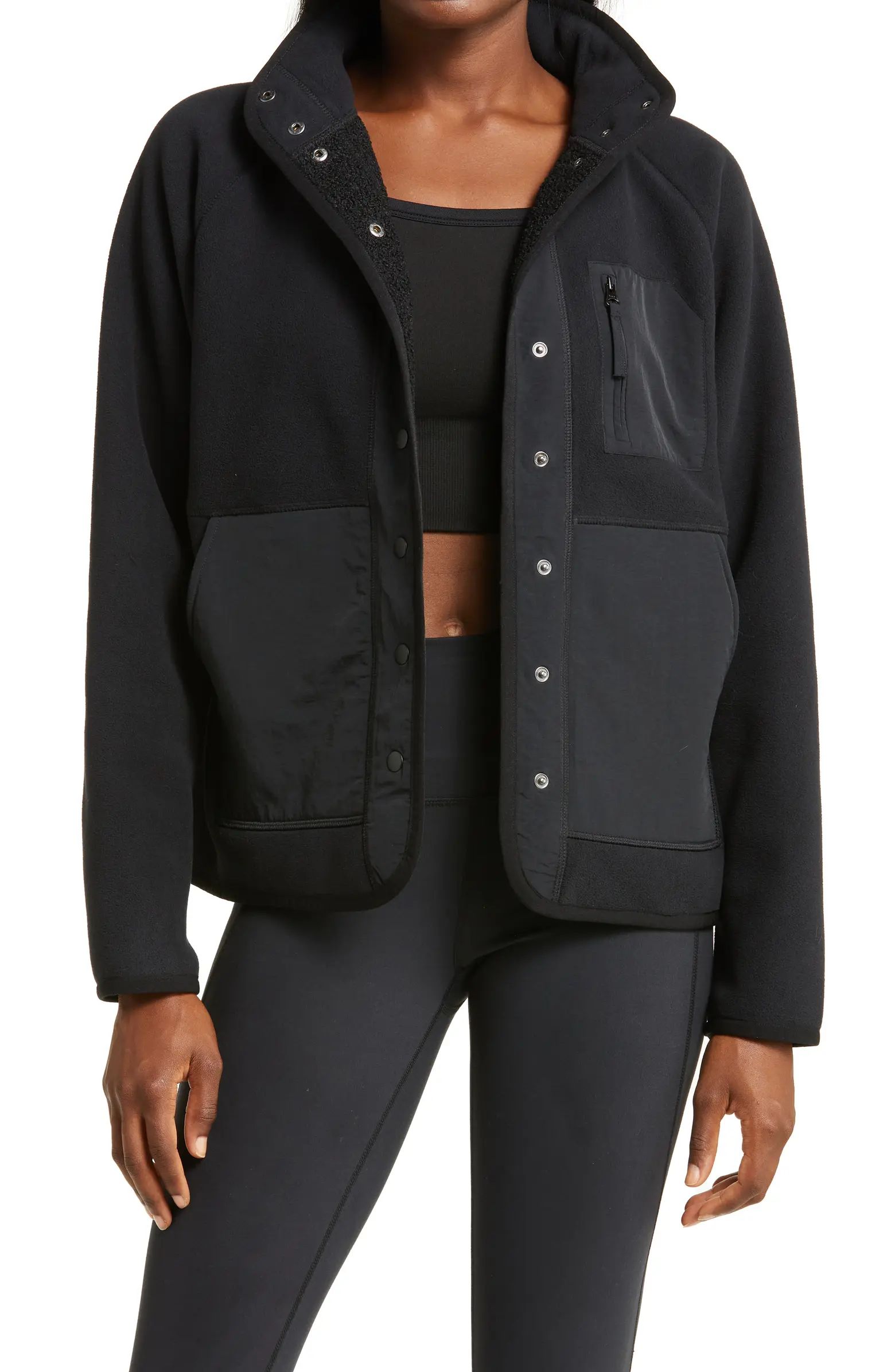 Zella Layer Up Jacket with Faux Shearling Lining | Nordstrom | Nordstrom