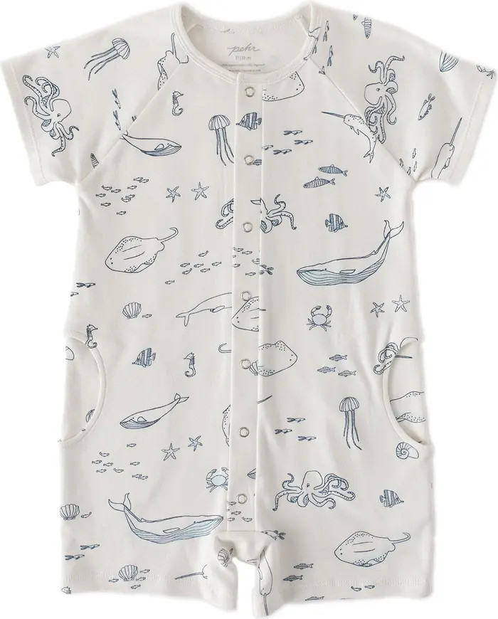 Pehr Life Aquatic Rolled Cuff Short Romper | Nordstrom | Nordstrom