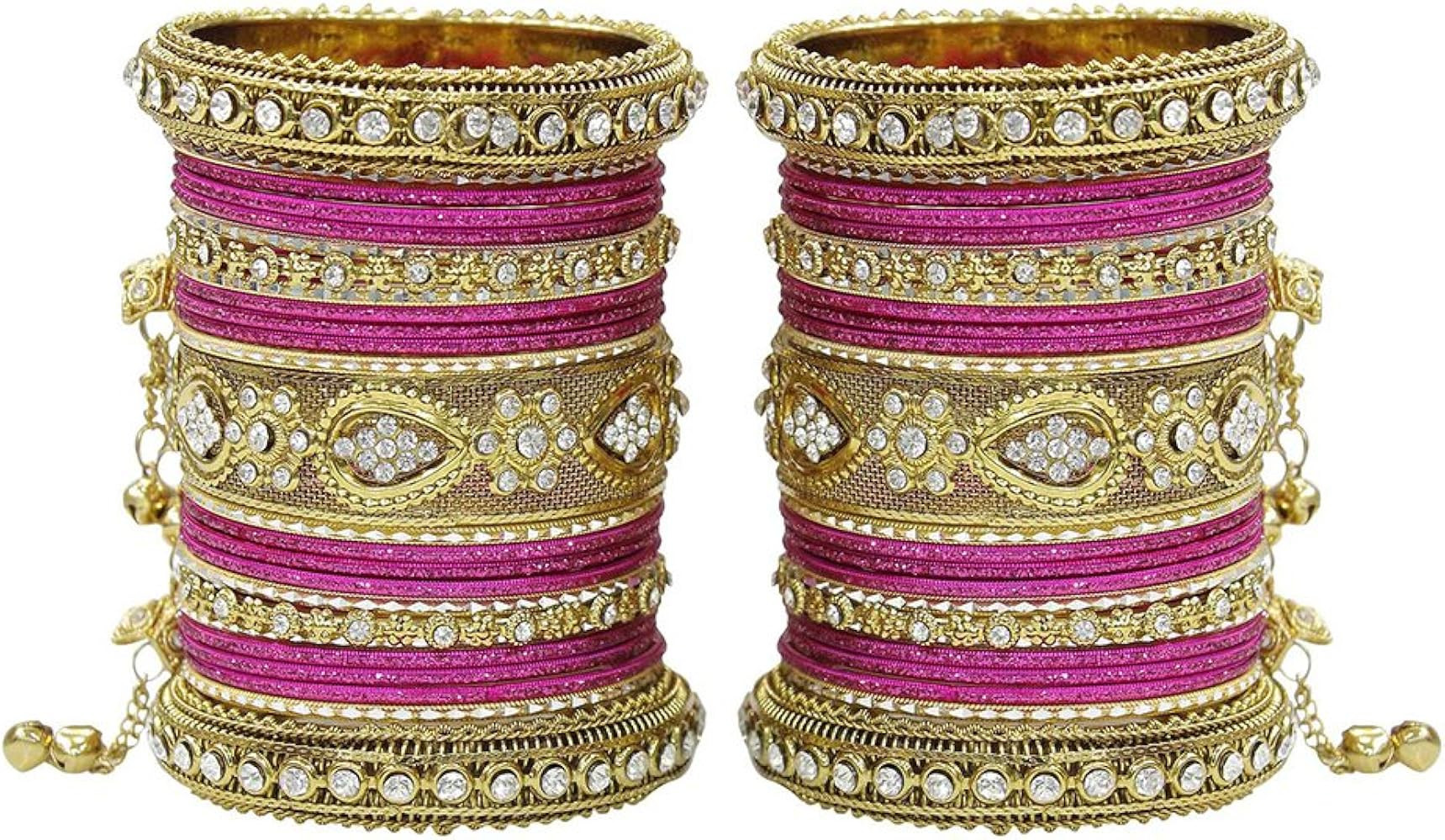 Latkan & Punjabi Style Metal Colourful Bangles for Karva Chauth & Wedding Wear for Women & Girls | Amazon (US)