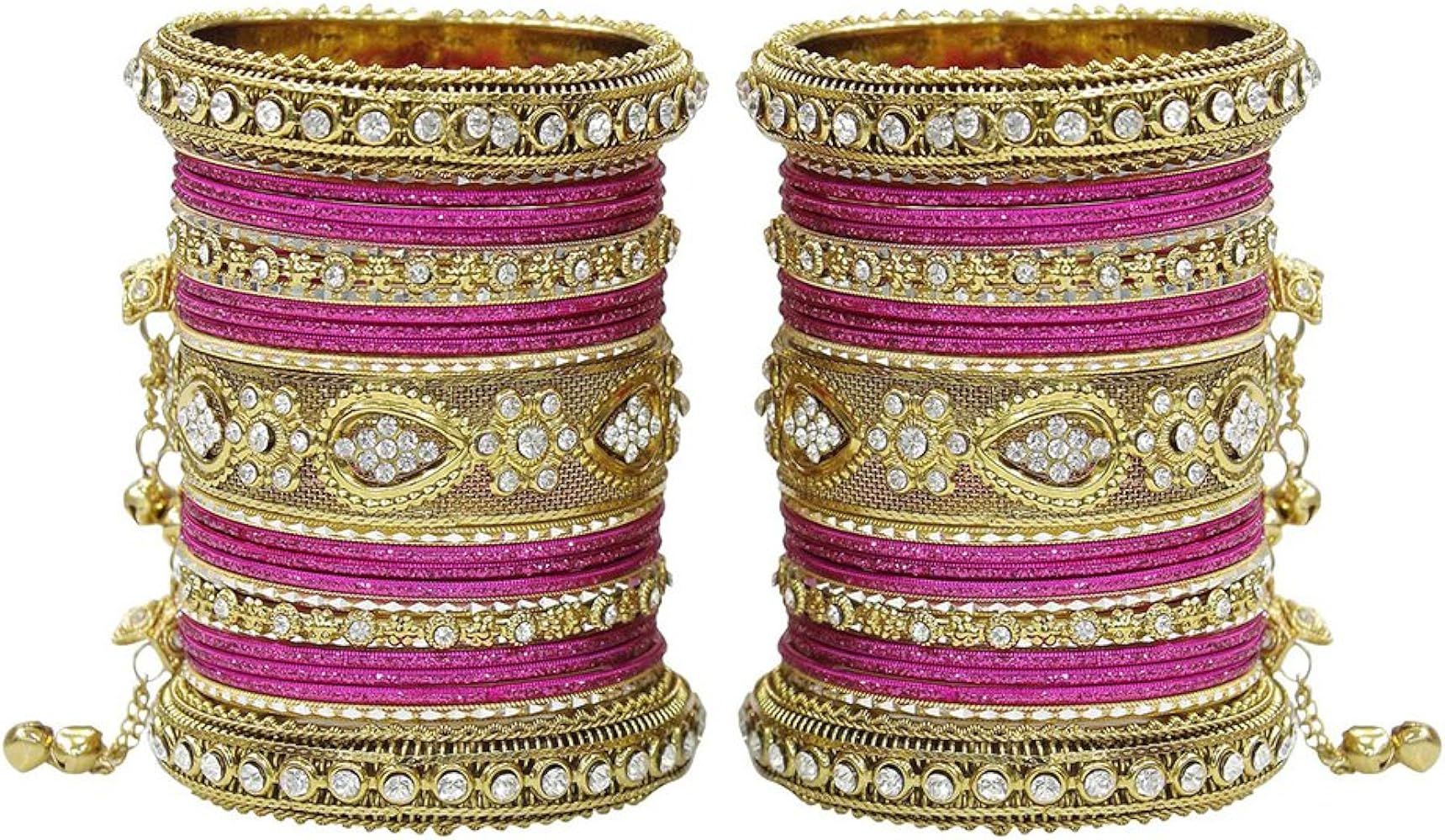 Latkan & Punjabi Style Metal Colourful Bangles for Karva Chauth & Wedding Wear for Women & Girls | Amazon (US)
