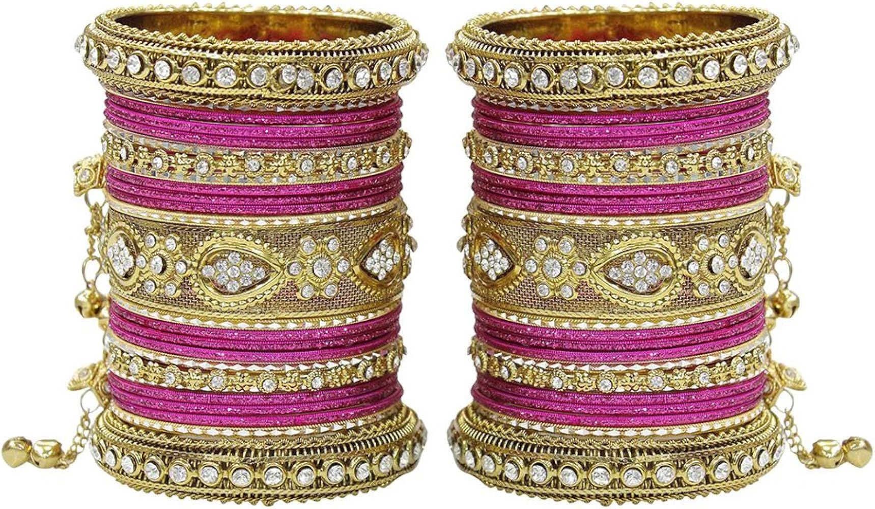 Latkan & Punjabi Style Metal Colourful Bangles for Karva Chauth & Wedding Wear for Women & Girls | Amazon (US)