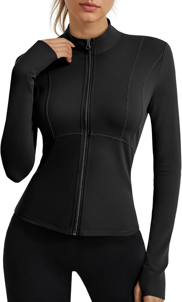 Fisoew Womens Long Sleeve Workout Jackets Zip Up UPF 50+ Lightweight Slim Athletic Running Hiking... | Amazon (US)
