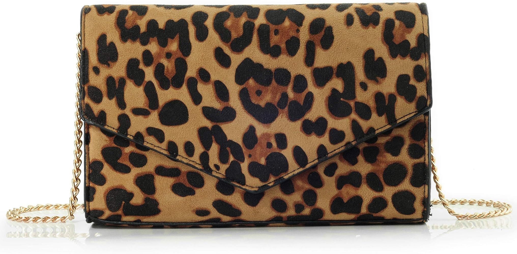 Leopard Print Envelope Evening Clutch Women Chain Shoulder Bag | Amazon (US)