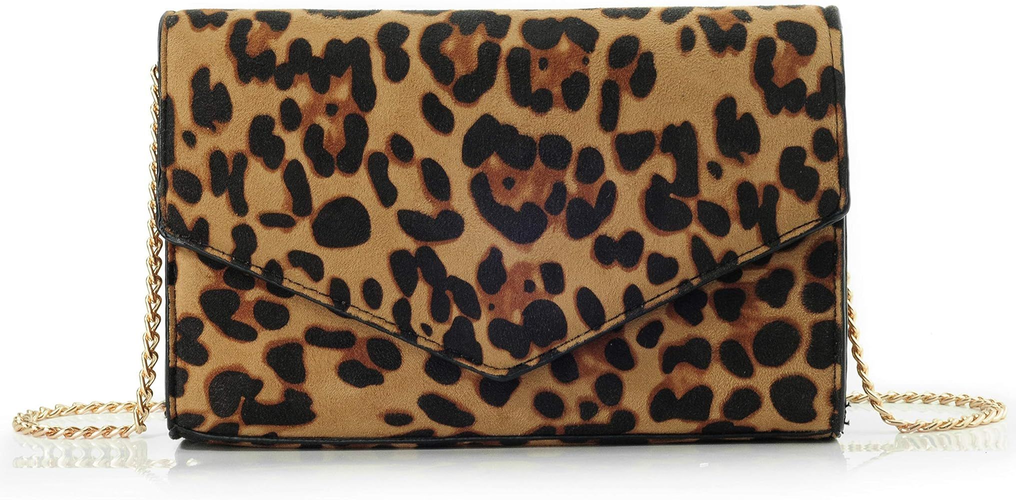 Leopard Print Envelope Evening Clutch Women Chain Shoulder Bag | Amazon (US)