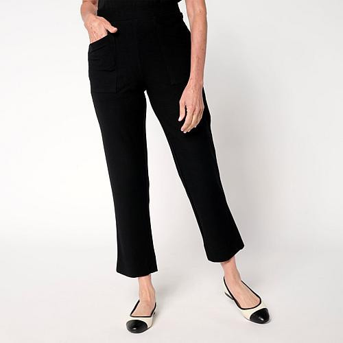 MarlaWynne WynneLayers Essential Crepe Knit Narrow Leg Ankle Pant - Black - Size XX-Small | HSN