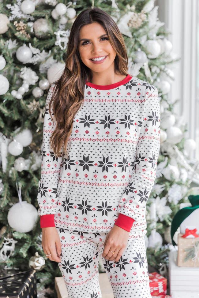 Snowy Dream Snowflake Pajama Blouse | The Pink Lily Boutique