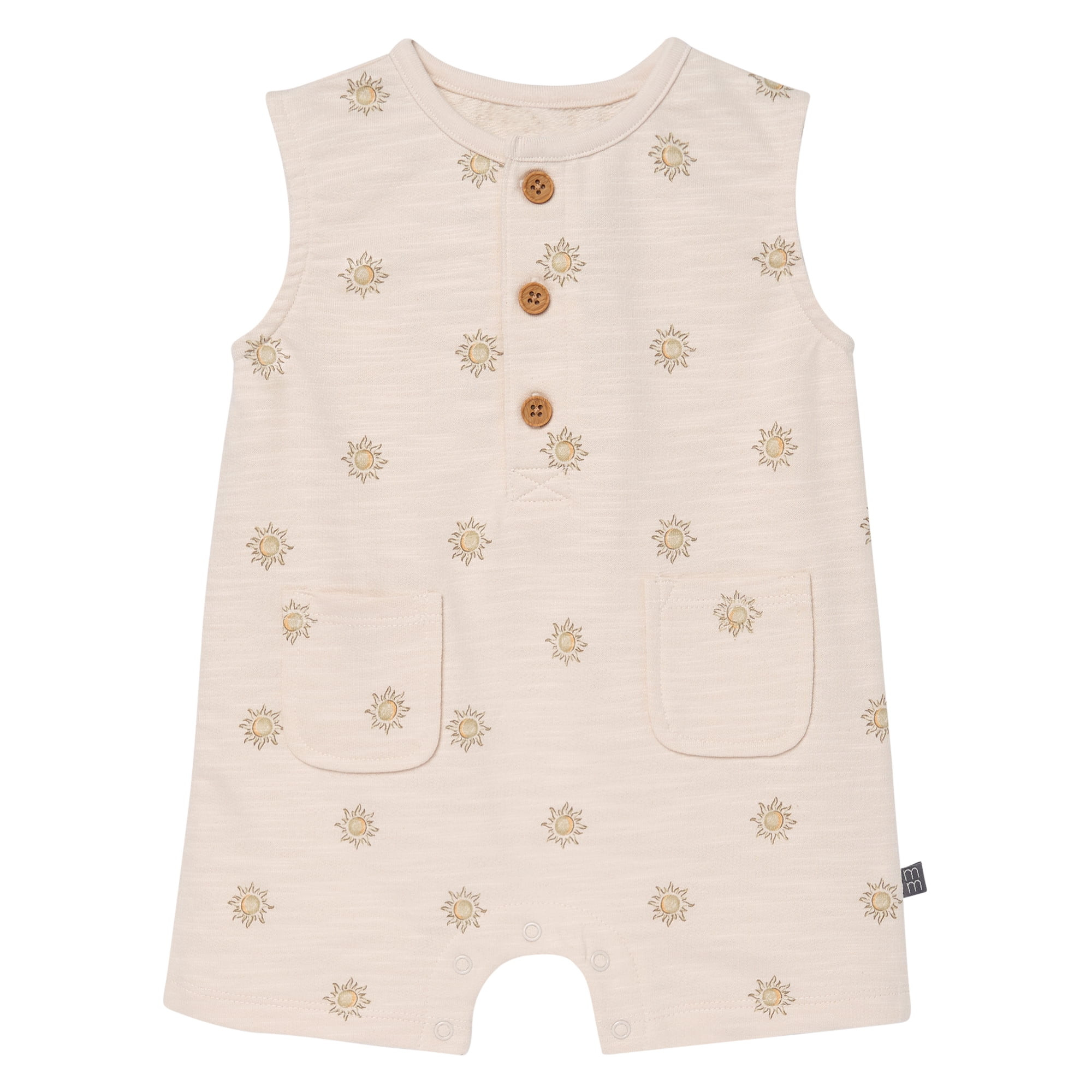 Modern Moments by Gerber Baby Boy Sleeveless Slouch Henley Romper with Pockets, Sizes 0/3 Months ... | Walmart (US)