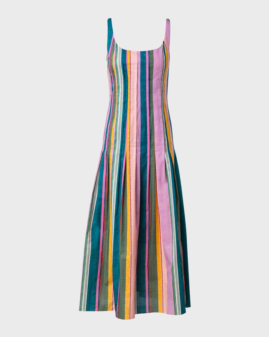 Akris punto Chair Striped Cotton Midi Dress | Neiman Marcus