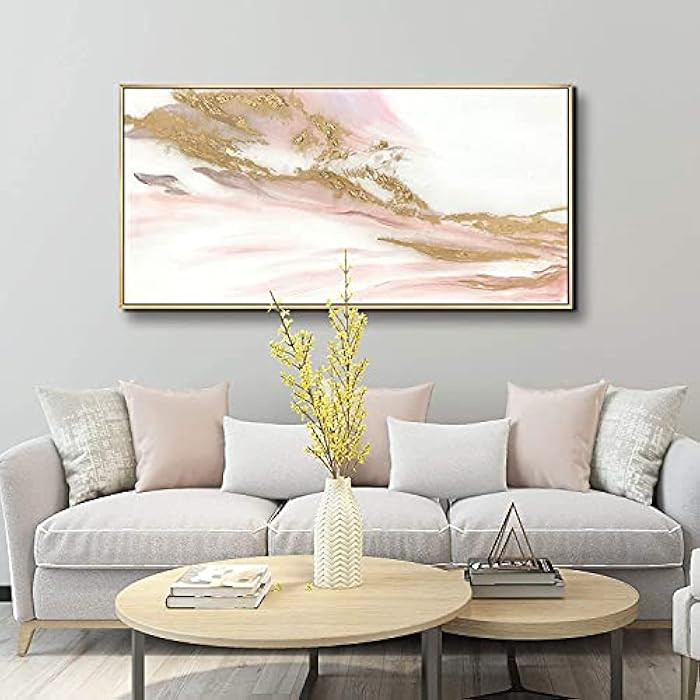 ARTLAND Canvas Prints Modern Abstract Wall Decor Water Flow Shape Contemporary Pink Gold Marble P... | Amazon (US)