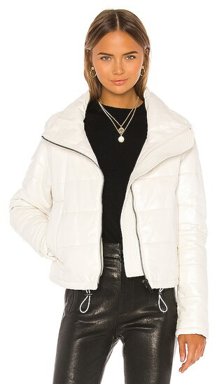 Cay Cropped Leather Puffer Jacket | Revolve Clothing (Global)