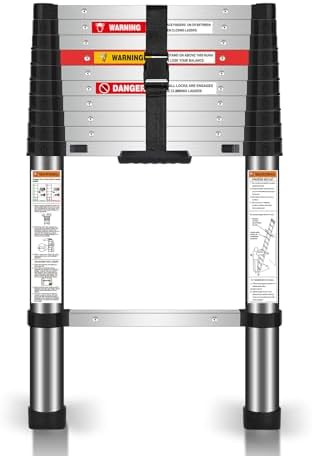 Yvan Telescoping Ladder,10.5 FT One Button Retraction Stainless Steel Telescopic Ladder,Soft Clos... | Amazon (US)