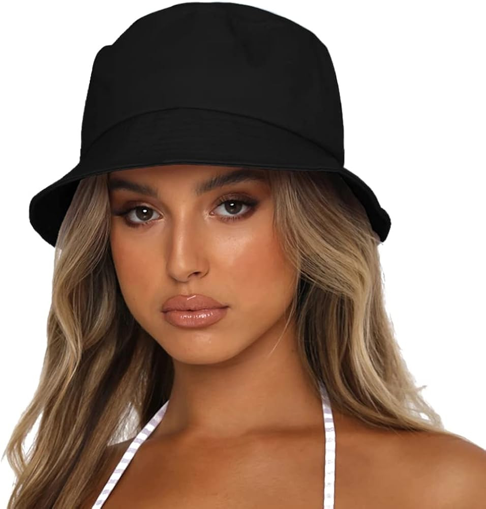 Sydbecs Solid Color Bucket Hat for Women Men, Reversible Cotton Summer Sun Beach Fishing Cap | Amazon (US)