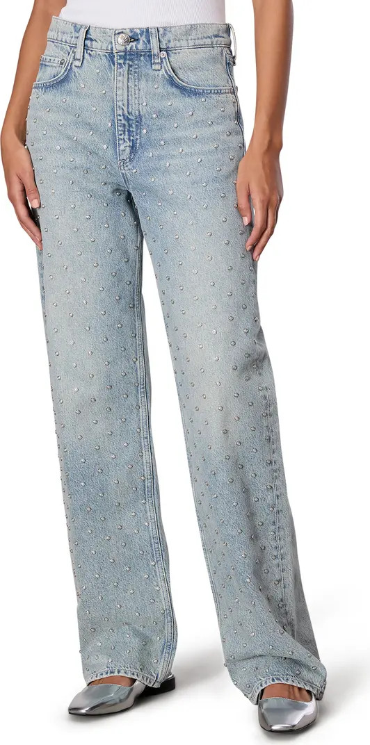 rag & bone Shea Studded High Waist Straight Jeans | Nordstrom | Nordstrom
