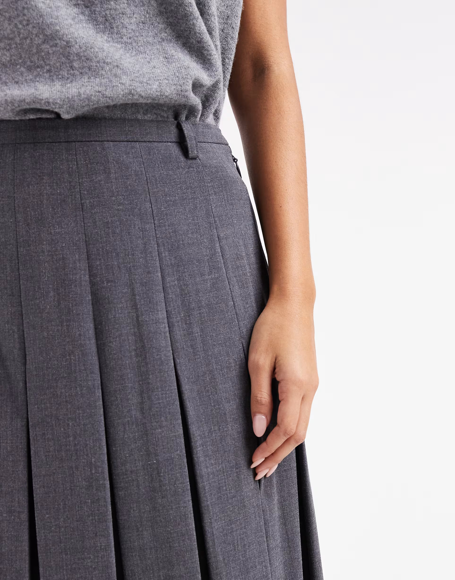 ASOS DESIGN tailored pleated midi skirt in charcoal | ASOS | ASOS (Global)