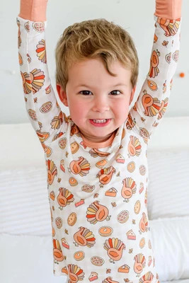 Thanksgiving Bamboo Two-Piece Pajama Set | Gobble Gobble | Caden Lane
