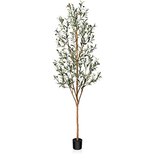 Kazeila Artificial Olive Tree 7FT Tall Faux Silk Plant for Home Office Decor Indoor Fake Potted Tree with Wood Branches and Fruits | Amazon (US)