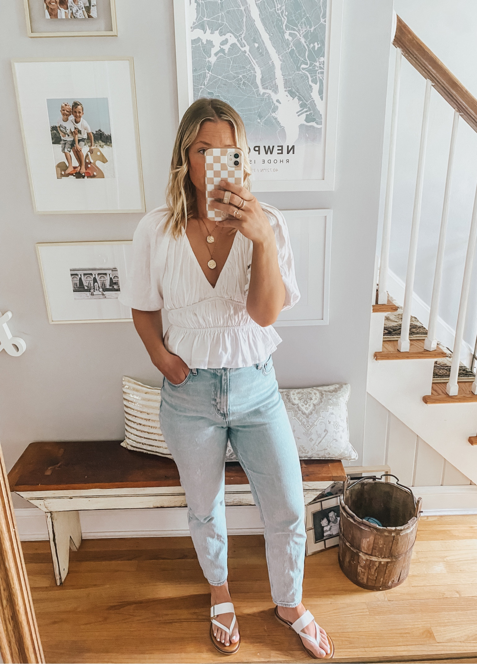 Cutest white top for summer. Linen blend. Can easily dress it up or down. So pretty. Comment SHOP for direct link. #summertop #summerstyle #AFstyle #fashionat40 #whattowear #howdoyouwearthat #fashiondarlingblog

Wearing a Small top and a 6 in the jeans. 

#LTKOver40 #LTKFindsUnder100 #LTKStyleTip