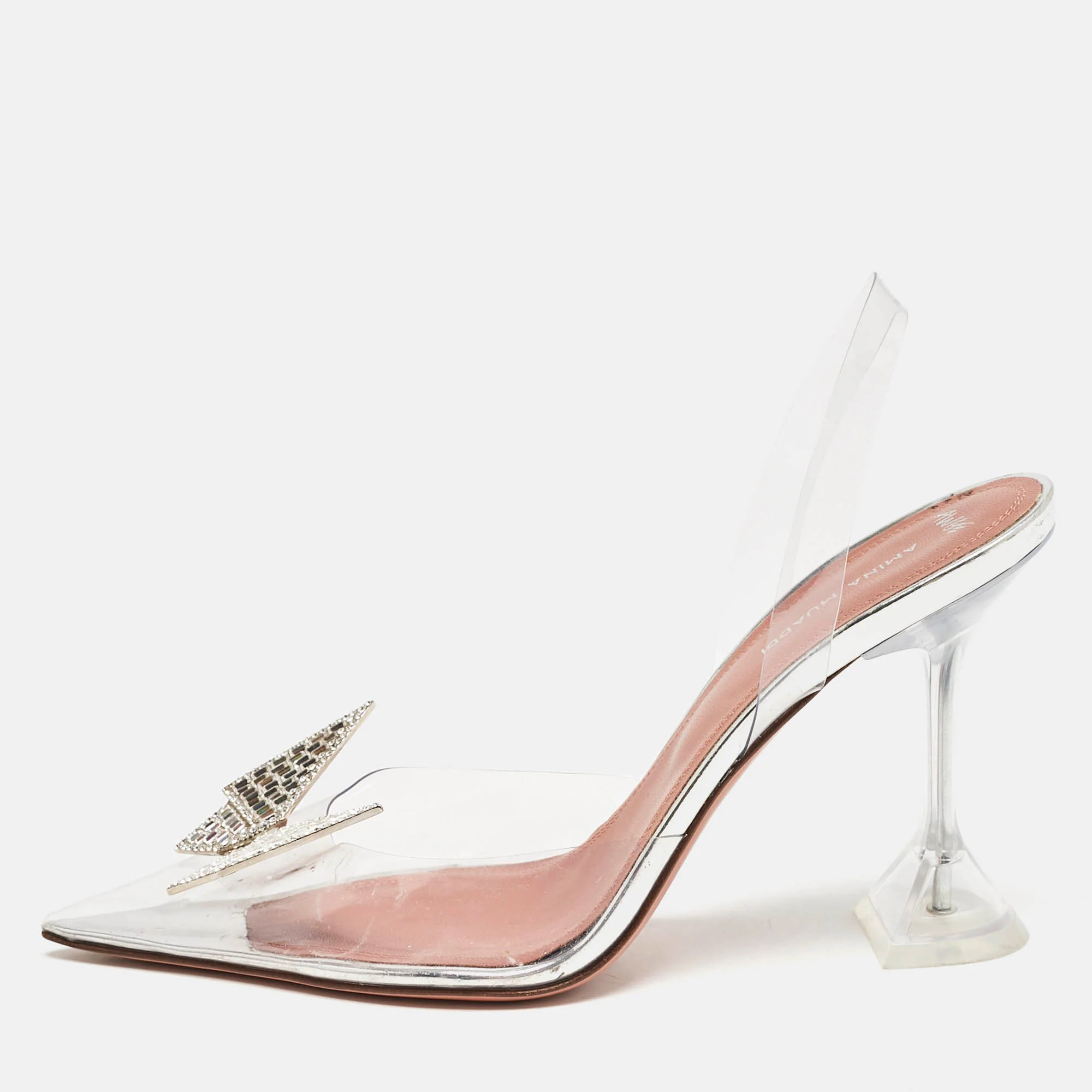 Amina Muaddi X Awge Transparent Pvc Phoenix Slingback Pumps | Shop Simon