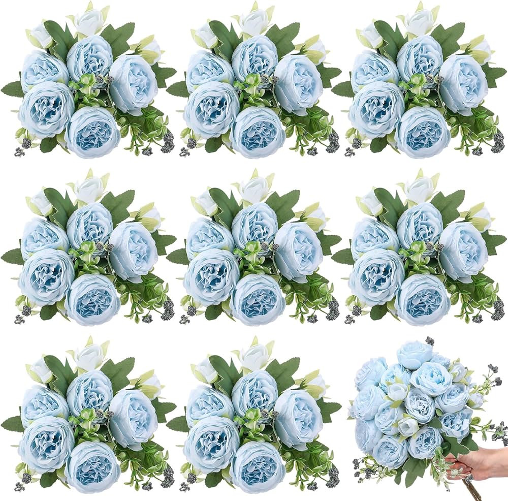8 Bundles Artificial Peonies Flowers Boho Faux Flowers Arrangements Artificial Centerpiece Spring... | Amazon (US)