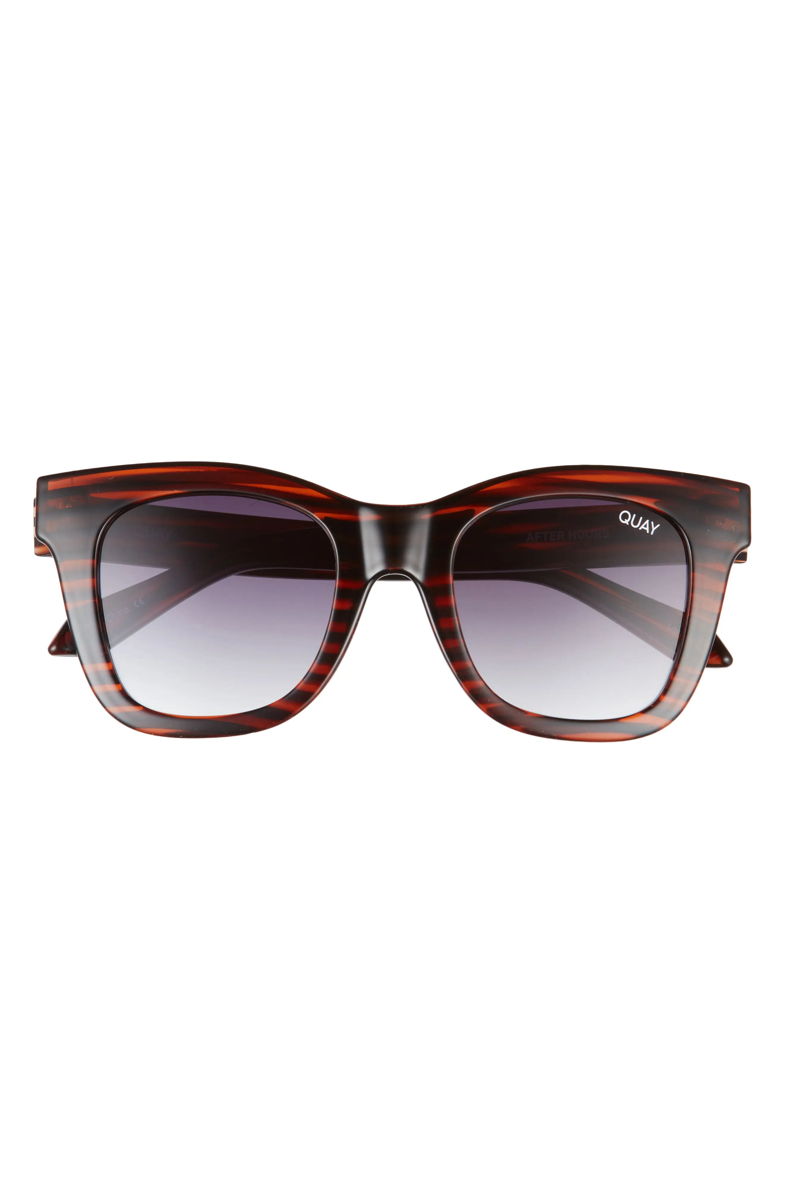 Quay Australia After Hours 50mm Polarized Square Sunglasses in Espresso Stripe/Smk Gradient at Nords | Nordstrom
