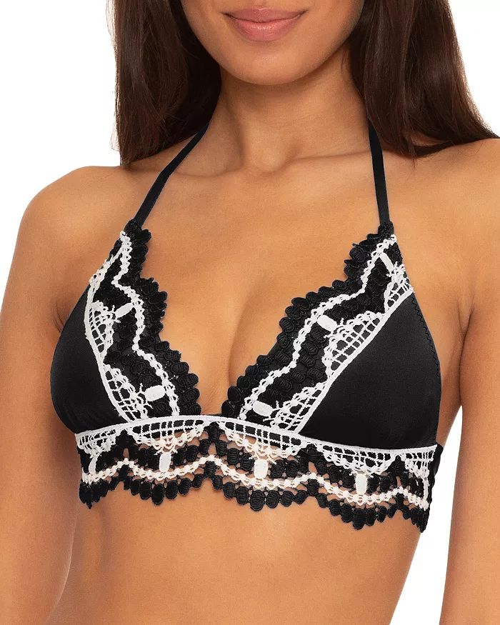 BECCA&reg; by Rebecca Virtue Delilah Crochet Trim Halter Bikini Top Women - Bloomingdale's | Bloomingdale's (US)