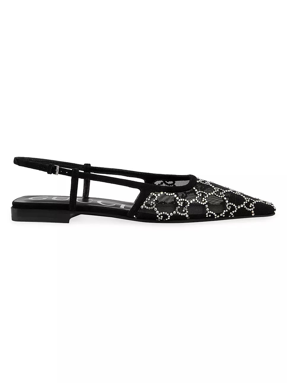 GG Monogram Mesh & Suede Ballerina Flats | Saks Fifth Avenue