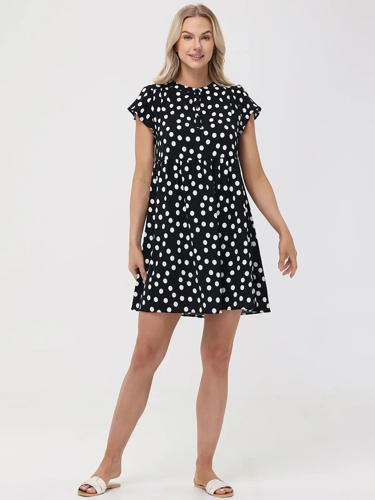 89th & Madison Polka Dot Button Up Mini Dress | 89th + Madison