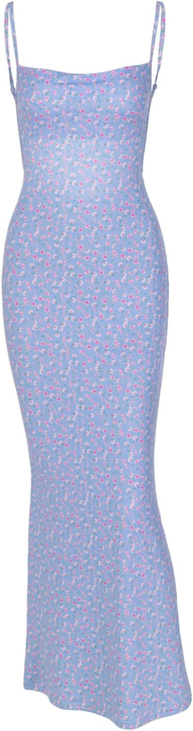 KMBANGI Women Cutout Backless Maxi Dress Sexy Sleeveless Floral Cocktail Dress Bodycon Spaghetti ... | Amazon (US)