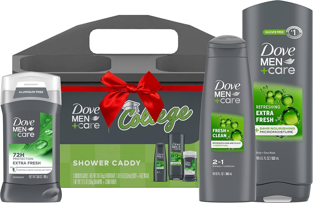 Dove Men+Care Shower Caddy College Gift Set – Extra Fresh Body + Face Wash, Deodorant for Men +... | Amazon (US)