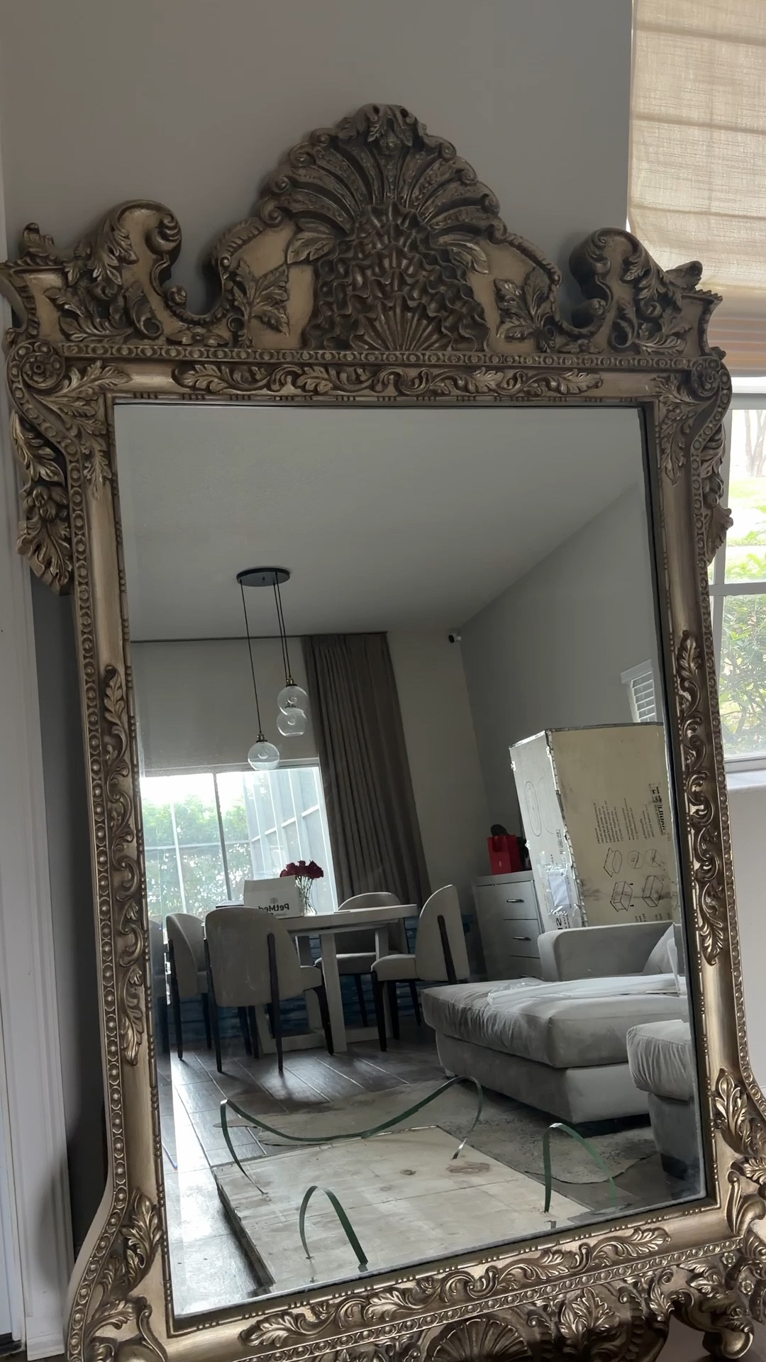 Had to let go of my #mirror today 😭 Nowhere for it in our #homemakeover. My husband was never a fan of it lol, but I think it’s absolutely beautiful! It is still available @Wayfair! 

#home #antiquemirror #goldmirror #mirrors

#LTKdayinmylife #LTKHome #LTKSaleAlert