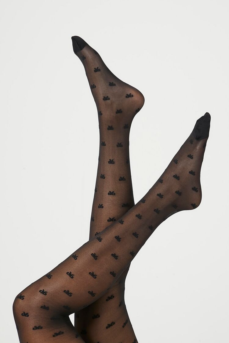 Sheer Bow Print Tights | Forever 21