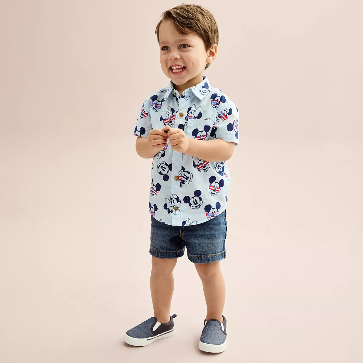 Disney's Mickey Mouse Baby & Toddler Boy Short Sleeve Button Down Shirt by Jumping Beans® | Kohl's
