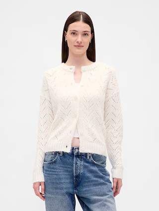 Fuzzy Pointelle Cardigan | Gap (US)