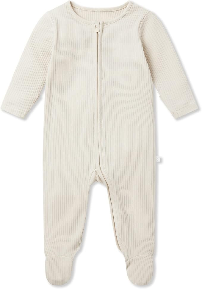 MORI Baby Ribbed Clever Pajamas with Two-Way Zips & Scratch Mitts – Footed Nightwear – Viscos... | Amazon (US)