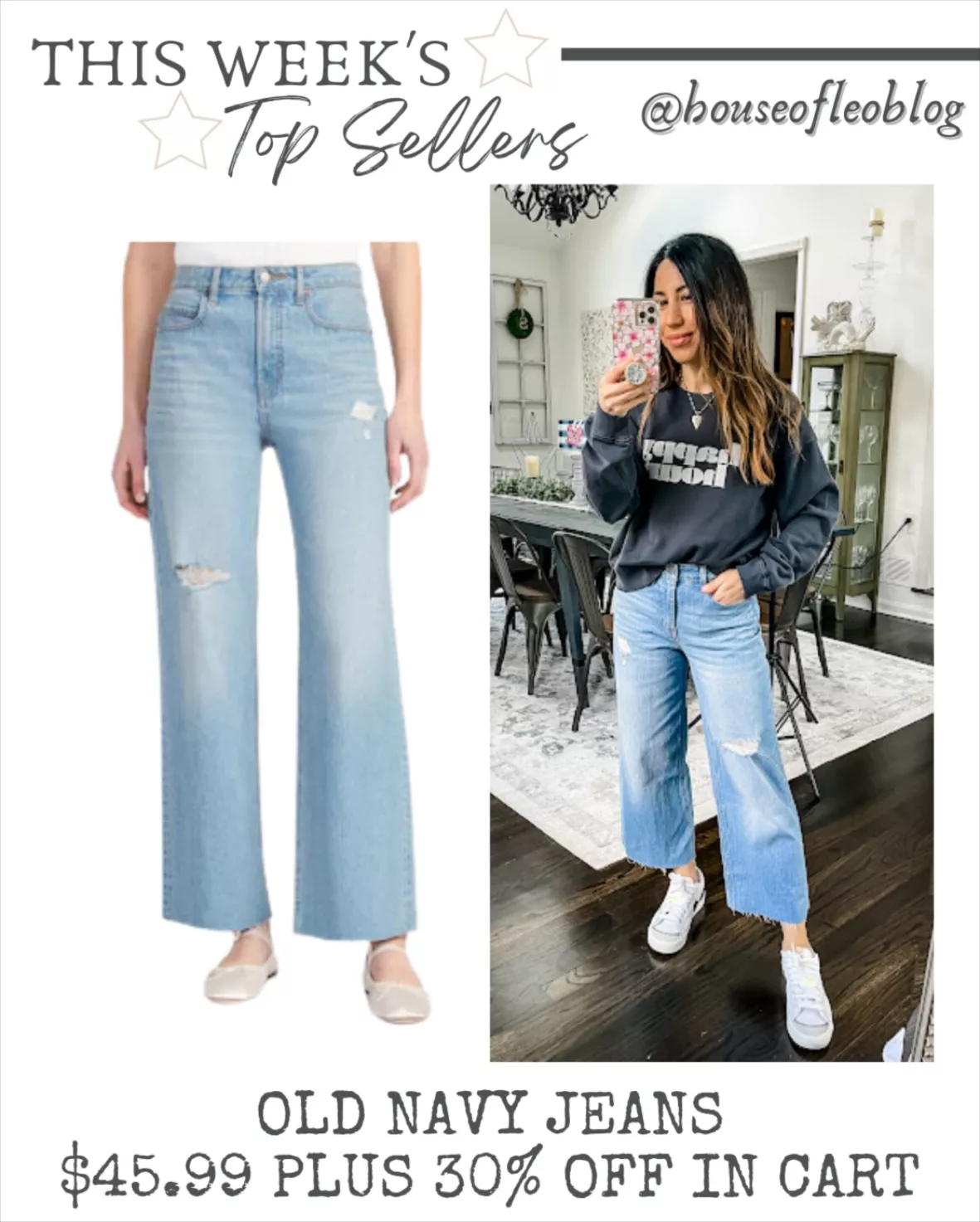 Old Navy High-Waisted Ripped Wide-Leg Jeans