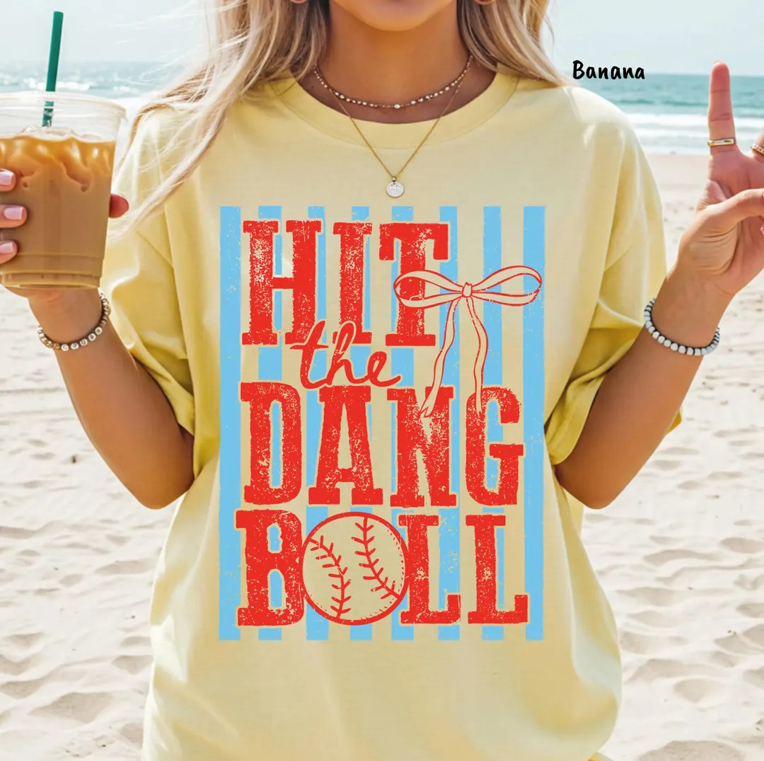 Hit the Dang Ball Baseball Comfort Colors ® Shirt, Trendy Retro Game Day Season Tee - Etsy | Etsy (US)