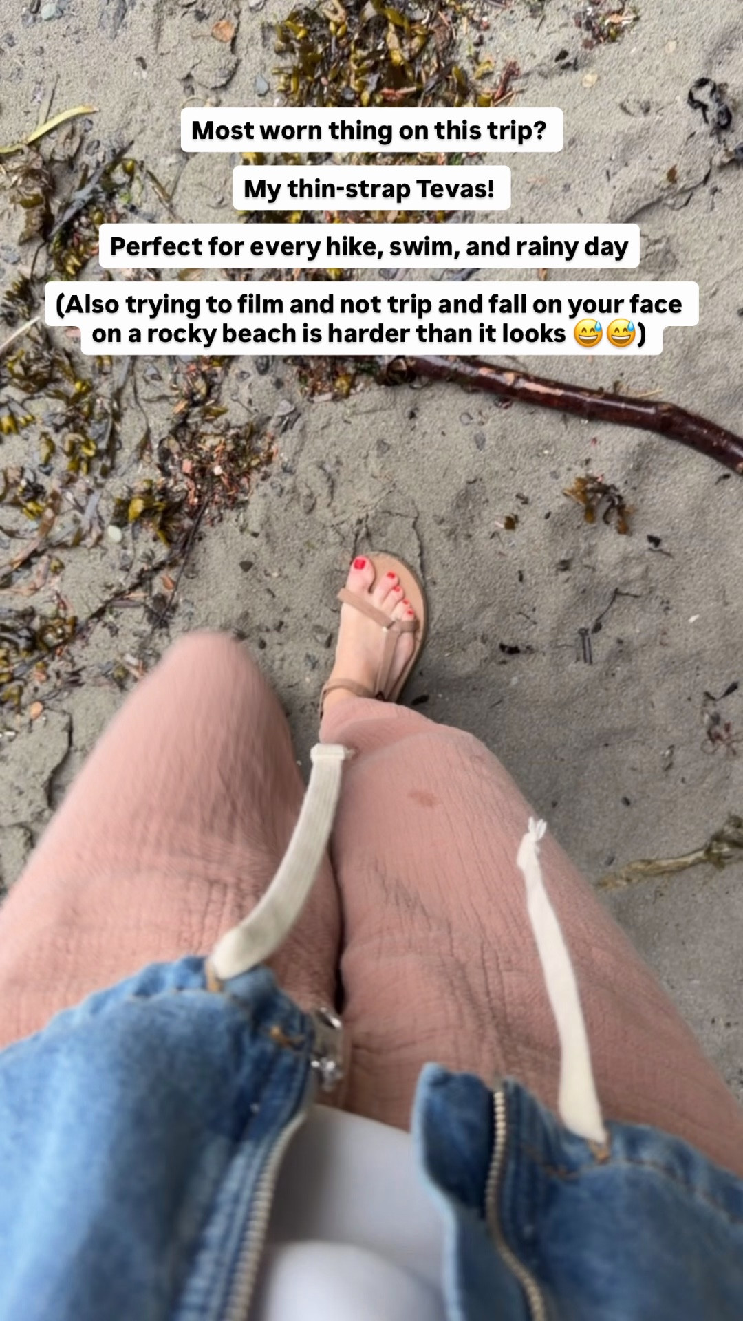 These thin-strap Tevas go with EVERYTHING and don’t look nearly as “outdoorsy” as the thick strap version 

I love them!
