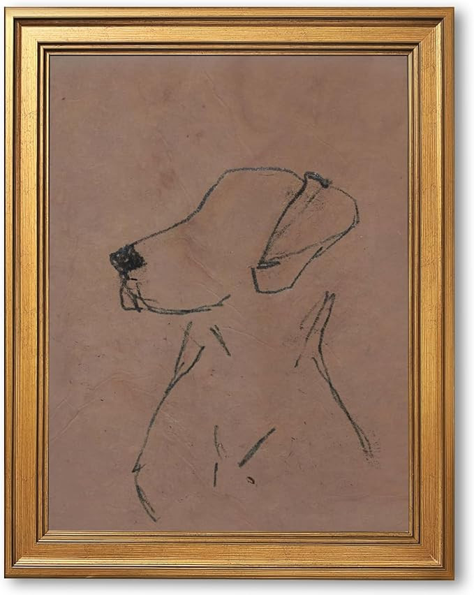 Gold Framed Minimalist Dog Sketch Wall Art Painting Neutral Line Drawing Dog Portrait Print Moder... | Amazon (US)