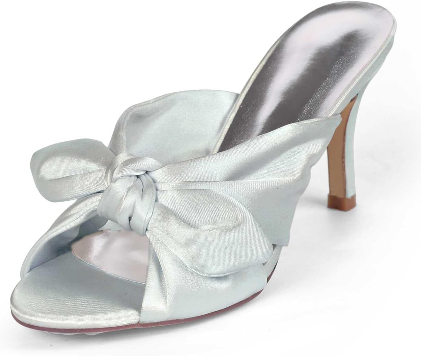 GJHJ Bridal Satin Low Heel Closed Toe Prom Party Dance Wedding Shoes Wommen Pumps | Amazon (US)