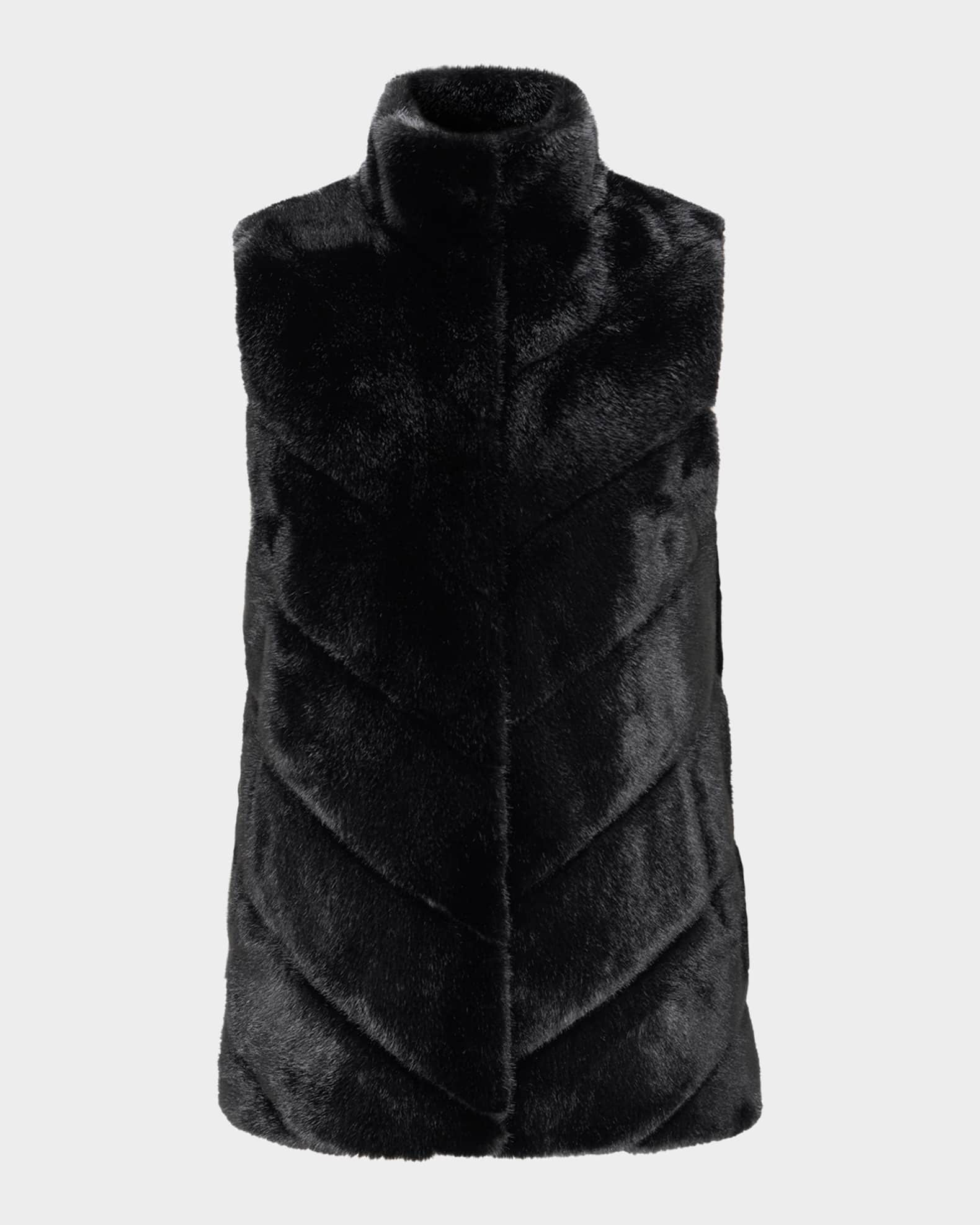 Fur-Free Chevron Faux Mink Vest | Neiman Marcus