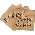 Don't Fuck Up The Table Bamboo Unique Drink Coasters | Set of 4 with Holder | Funny Housewarming ... | Amazon (US)