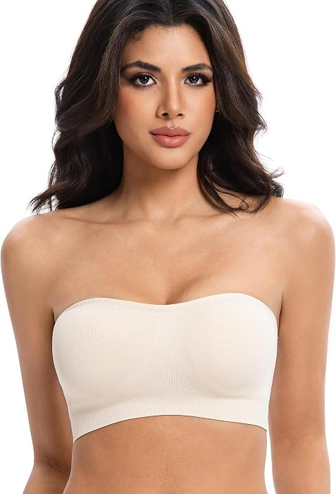 Lusait Strapless Bras for Women Non-Slip Soft Padded Wireless Bandeau Bra | Amazon (US)