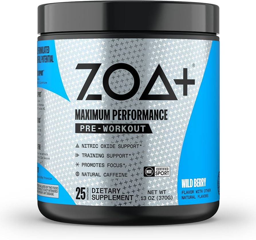 ZOA+ Zero Sugar Pre Workout Powder, Wild Berry - NSF Certified for Sport with Electrolytes, Creat... | Amazon (US)