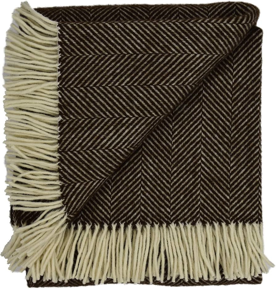 Highland Tweed Herringbone 100% Pure New Wool Throw (Vanilla Bean) | Amazon (US)