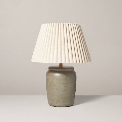 22" Pleated Shade Ceramic Table Lamp Gray/Oatmeal - Hearth & Hand™ with Magnolia | Target