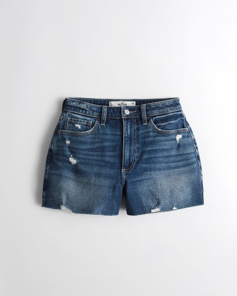 Women's Curvy Ultra High-Rise Medium Wash Mom Short | Women's Bottoms | HollisterCo.com | Hollister (US)