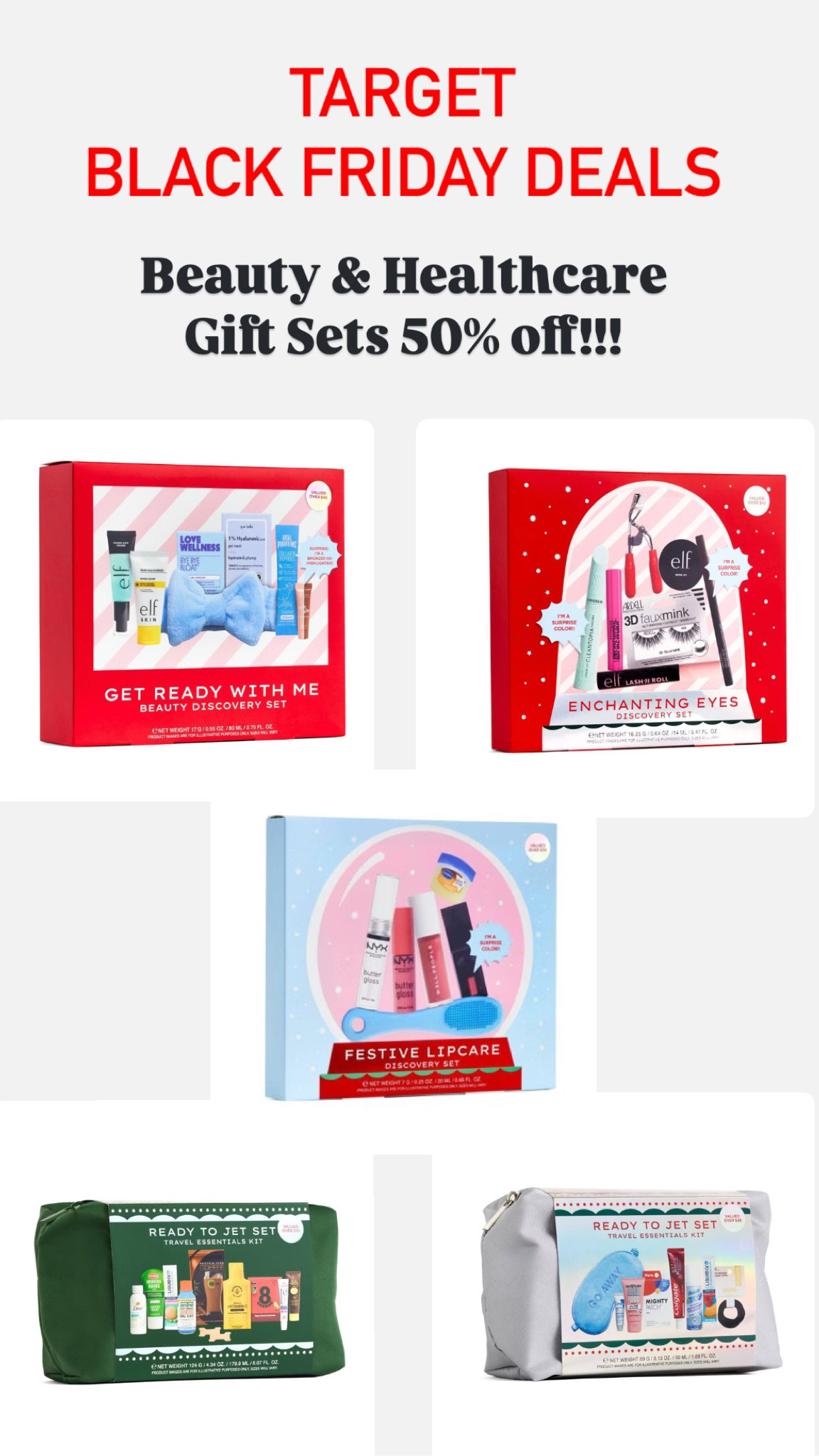 Target Black Friday Deals - Beauty and Healthcare Gift Sets 50% off! Such a great deal on these gift sets! Now only $10.00

#LTKBeauty #LTKCyberWeek #LTKSaleAlert